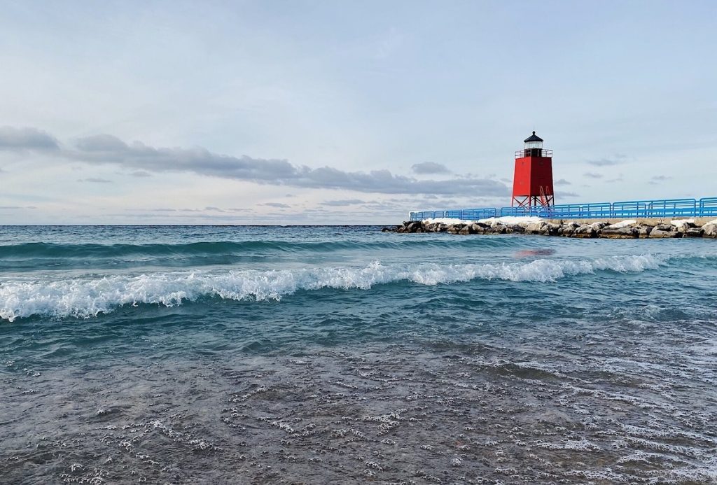Lighthouse in Lake Michigan