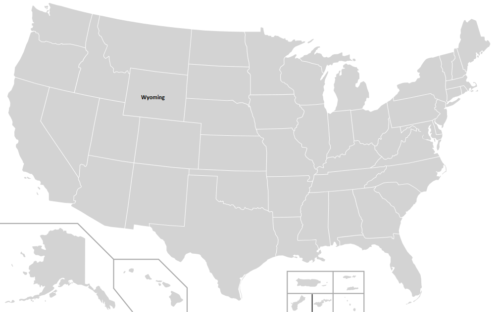 Wyoming in the United States map